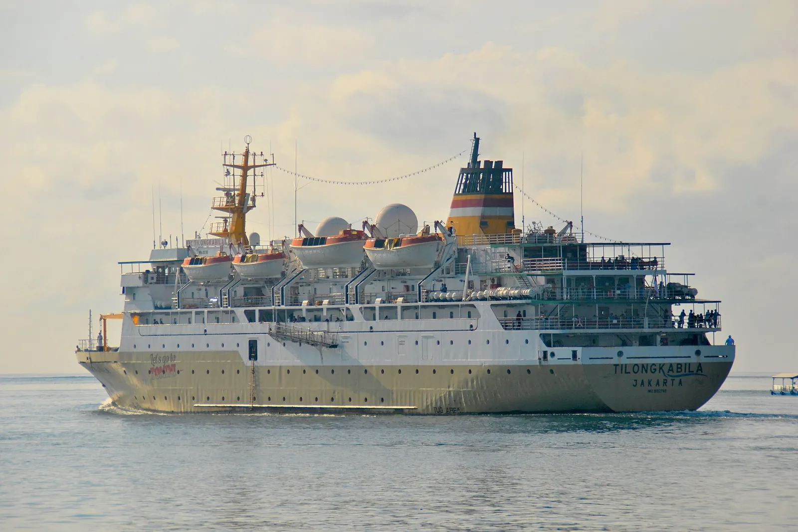 The large white Pelni passenger ship Tilong Kabila at sea off Benoa