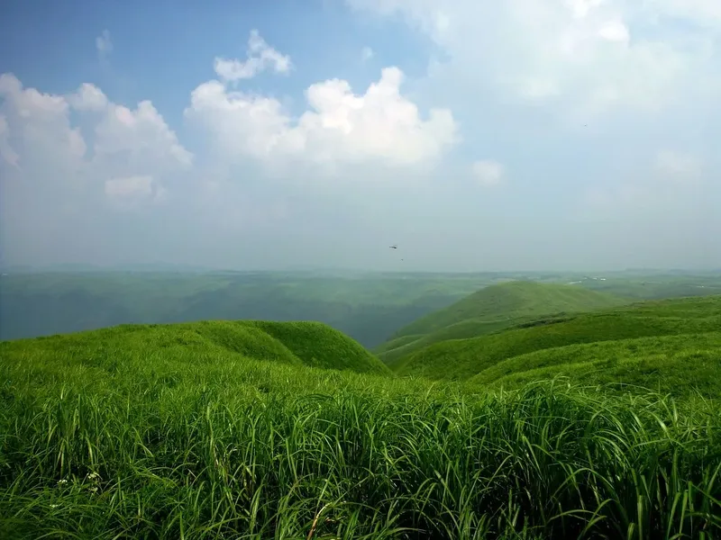 The Aso caldera seen from the Daikanbo area.