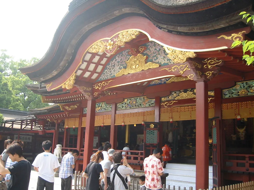 Fotografia d'archivio della facciata del santuario Dazaifu Tenmangū.