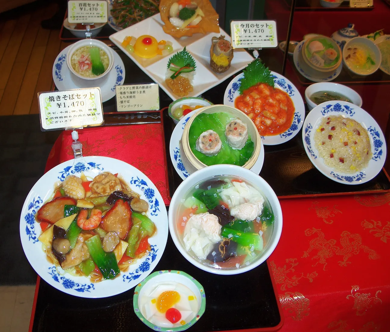 Plastic food models displayed outside a restaurant in Tokyo.