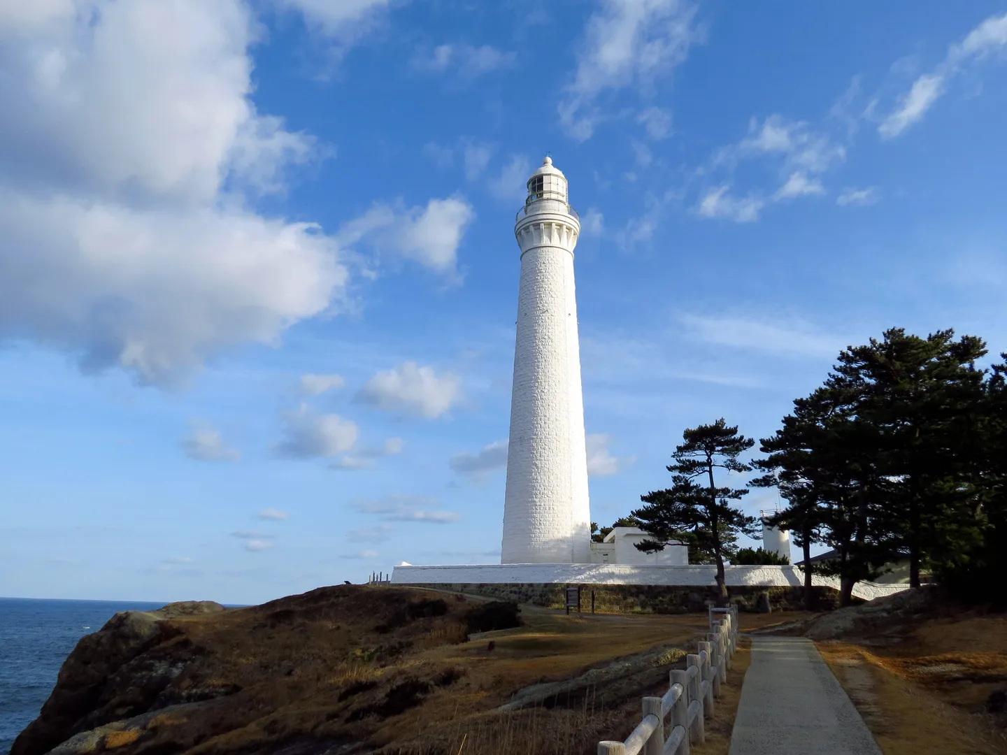 Hinomisaki Lighthouse above the rocky coast near Izumo.