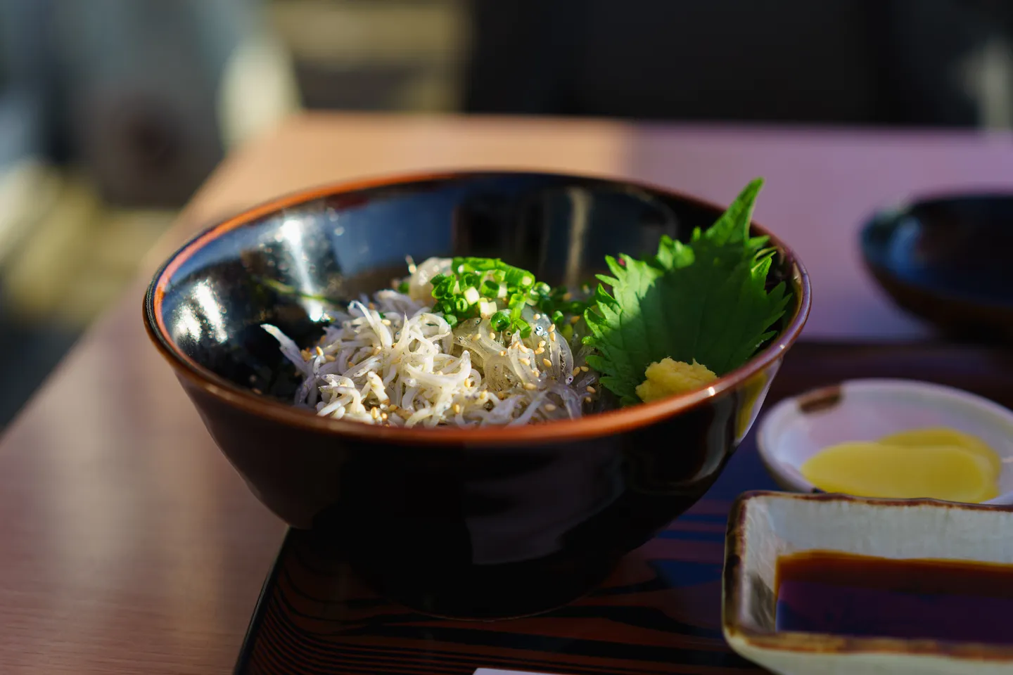 Shirasu-don, a whitebait rice bowl photographed on Enoshima.