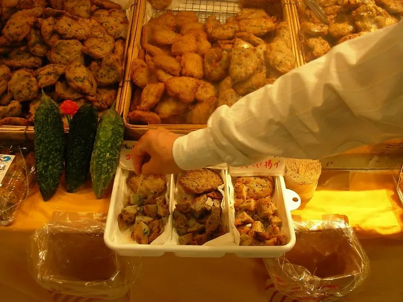 Satsuma-age fried fish cakes for sale in Kagoshima.
