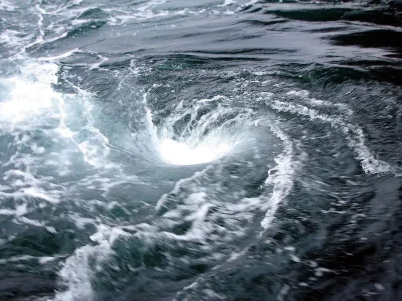 A whirlpool and white foam in Naruto Strait.