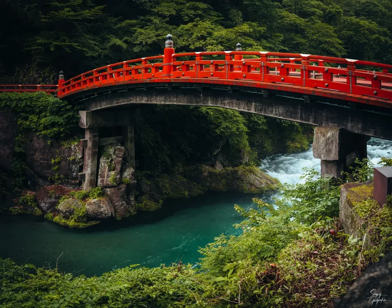 Shinkyo Bridge crossing the Daiya River in Nikko.