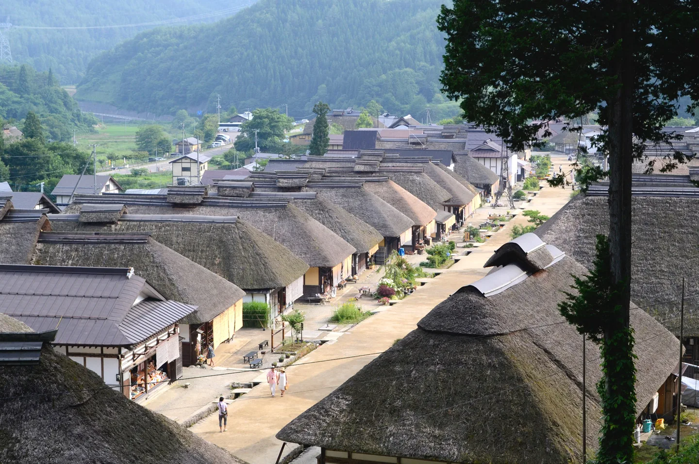 Strzechy w historycznej wiosce Ouchi-juku w Fukushimie.