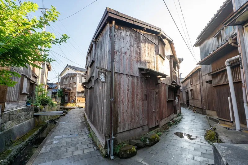 Wooden houses and alleys of the village of Shukunegi on the island of Sado.
