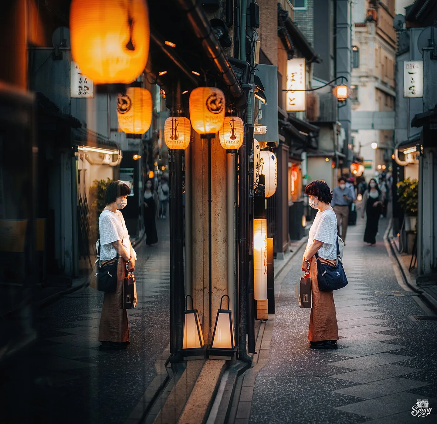 Lantern-lit Pontocho Alley in Kyoto