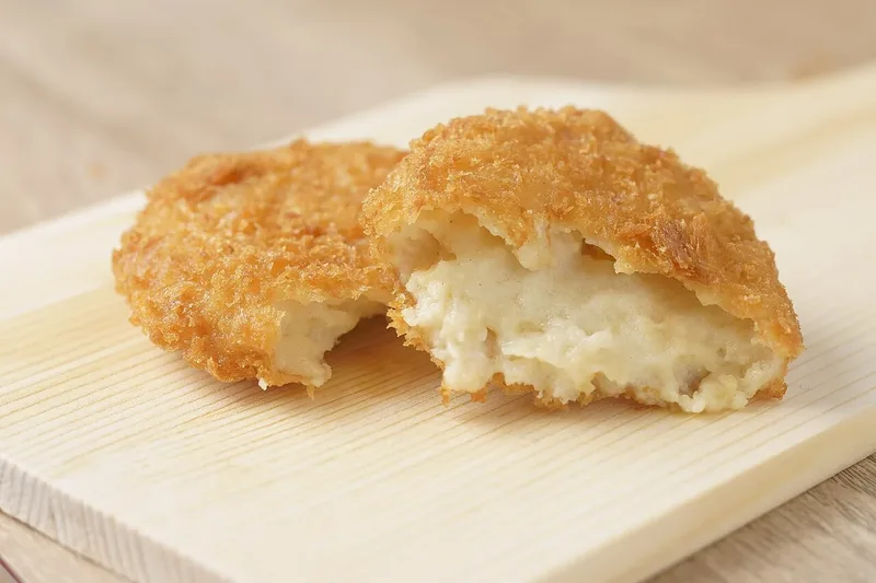 A yuba cream croquette from Hanayori Kiyoe in Kyoto’s Nishiki Market