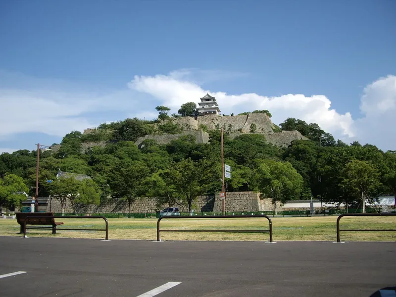 Marugame Castle above its stone walls