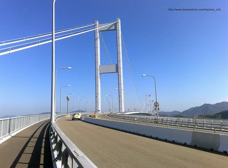 The cycle path on Kurushima Kaikyo Bridge