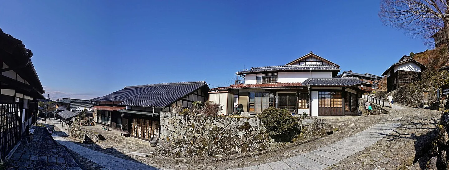Historic buildings along the street in Magome-juku