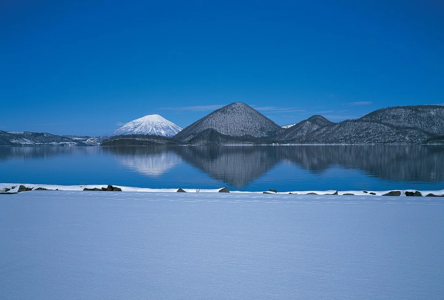 Het Toya-meer in de winter