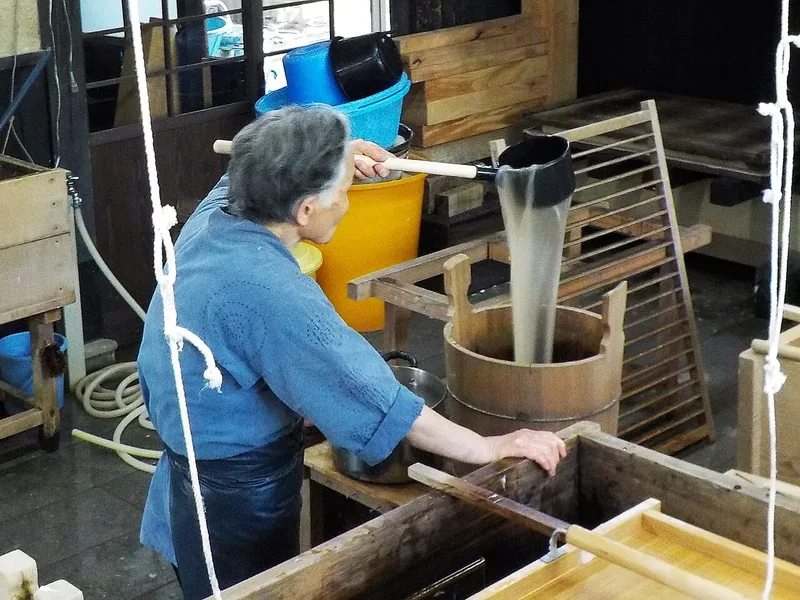 Papermaking at Udatsu Craft Museum in Echizen, Fukui