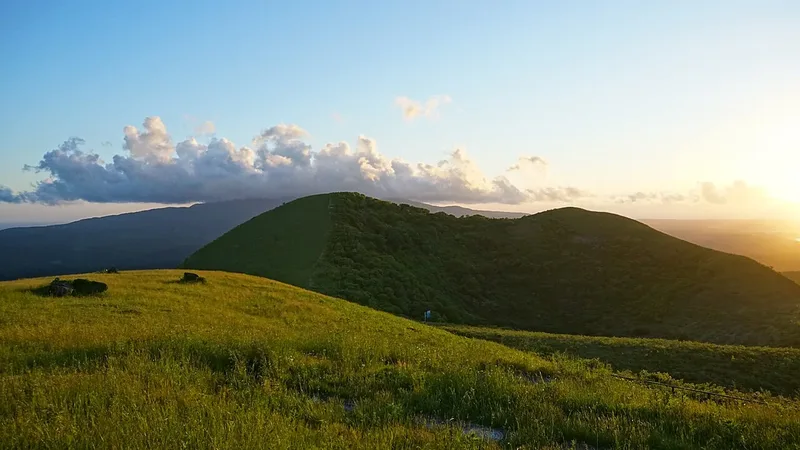 Green hills viewed from Mount Kanpu on the Oga Peninsula
