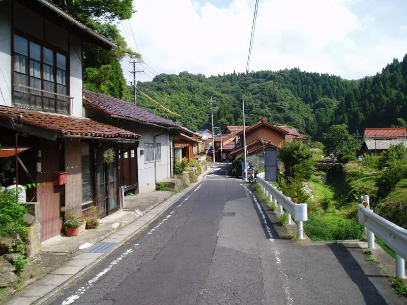 Historic buildings along a street near Iwami Ginzan