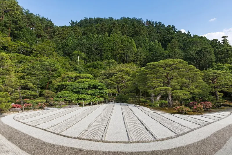 The raked sand garden at Ginkaku-ji in Kyoto