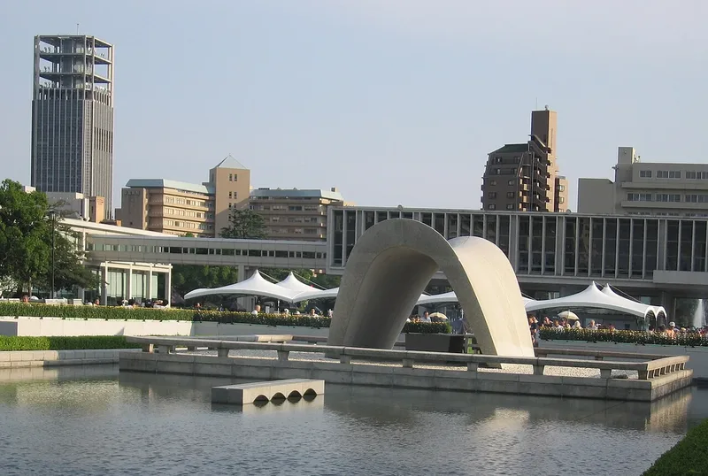 The cenotaph at Hiroshima Peace Memorial Park