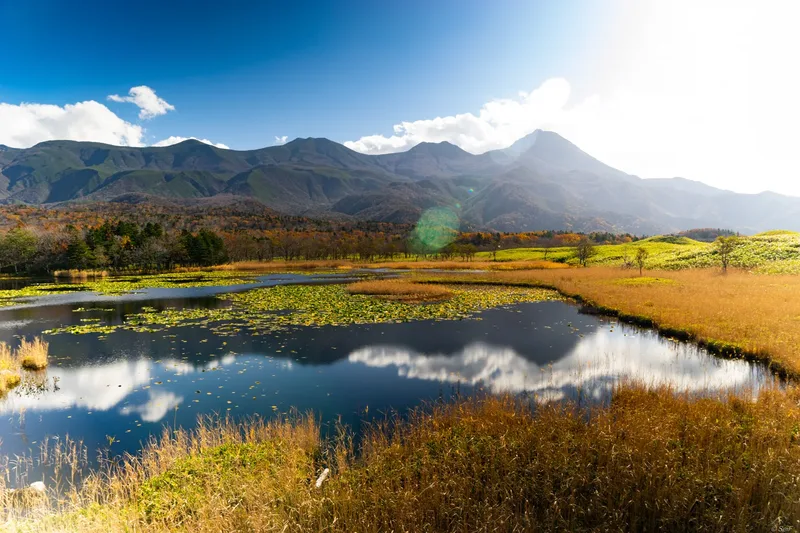 One of the five lakes of Shiretoko with the mountains reflected in the water, Hokkaidō.