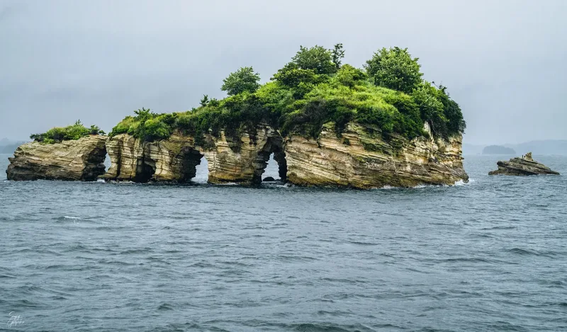 A rocky island in Matsushima Bay, in Miyagi Prefecture.