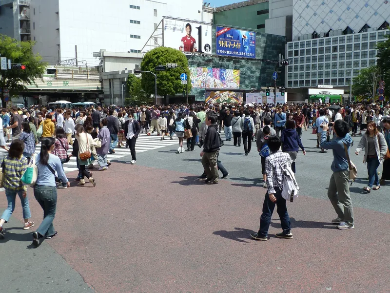 Visitors at Shibuya Crossing in Tokyo.