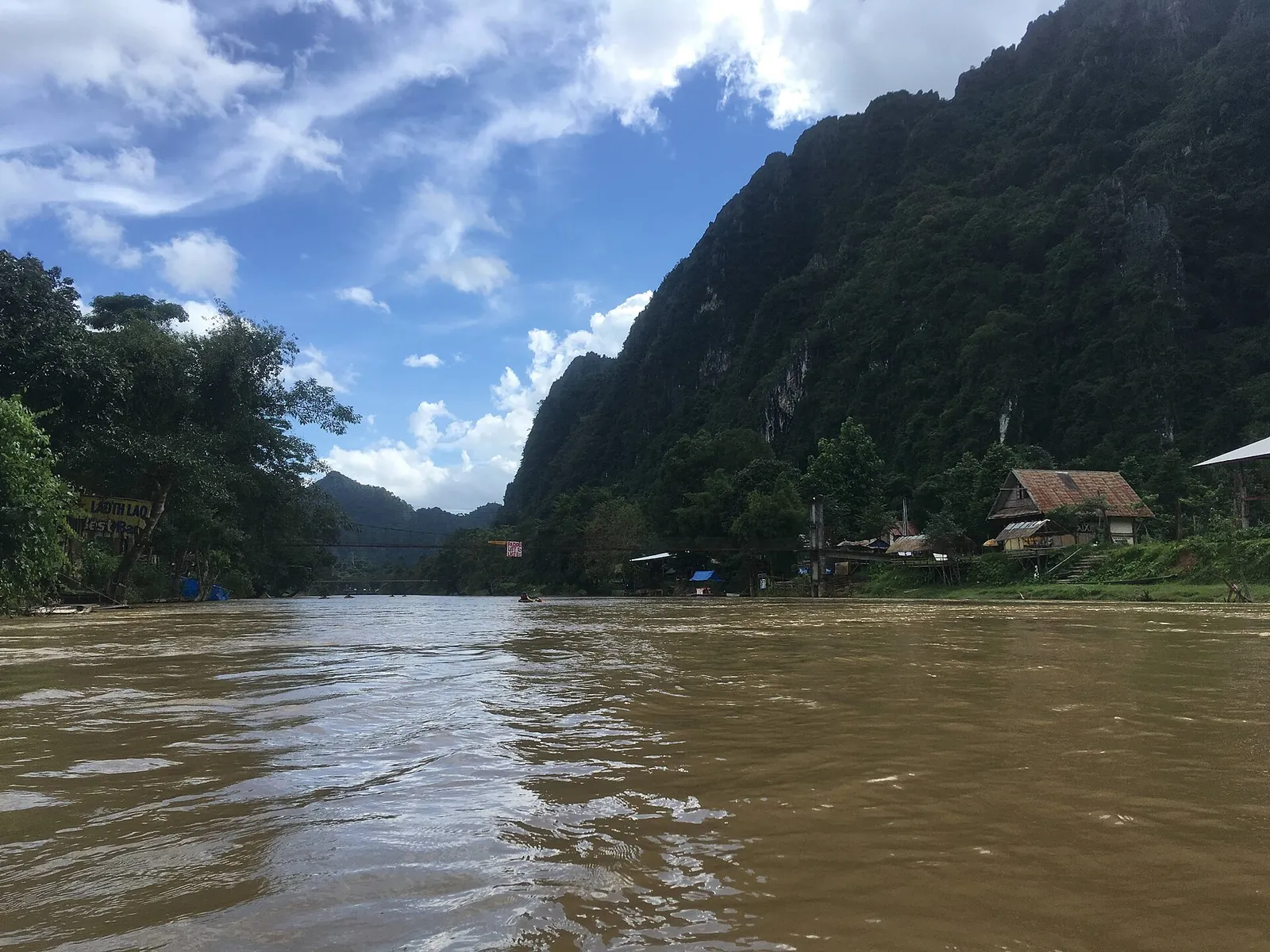 The Nam Song river at Vang Vieng below limestone peaks