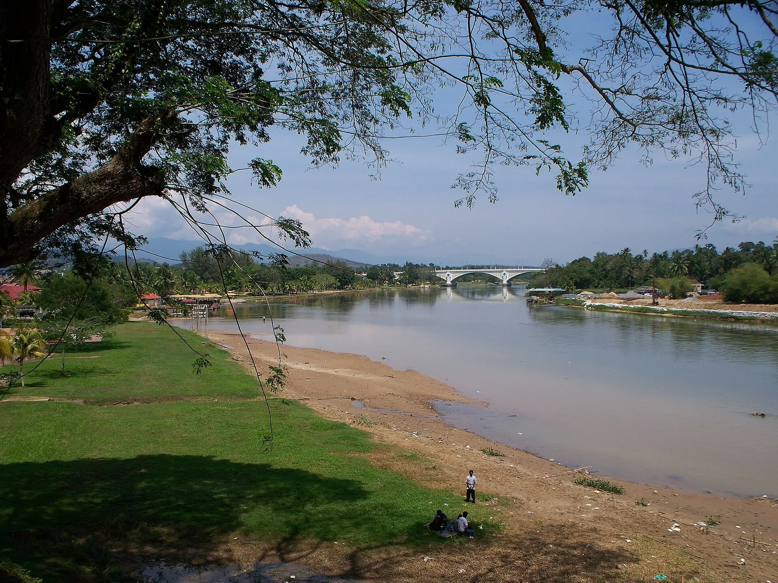Perak River and a distant bridge viewed from Kuala Kangsar