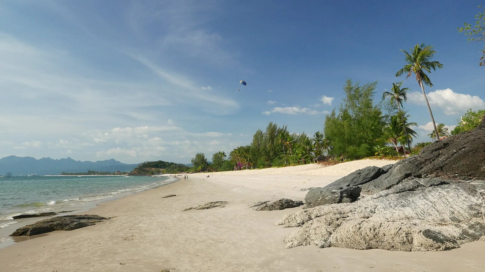 Sand, palms and sea at Pantai Cenang on Langkawi