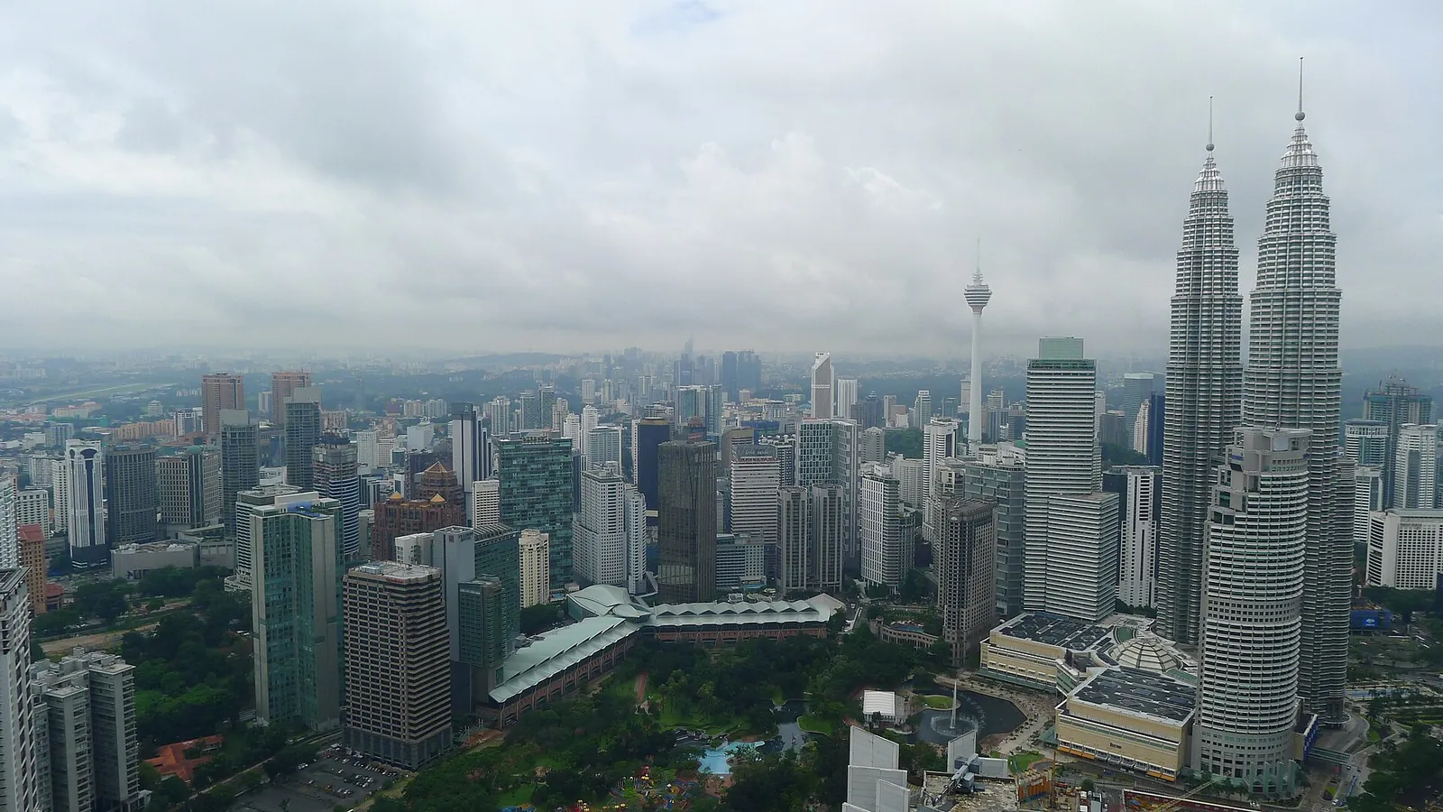 Kuala Lumpur skyline on a rainy morning