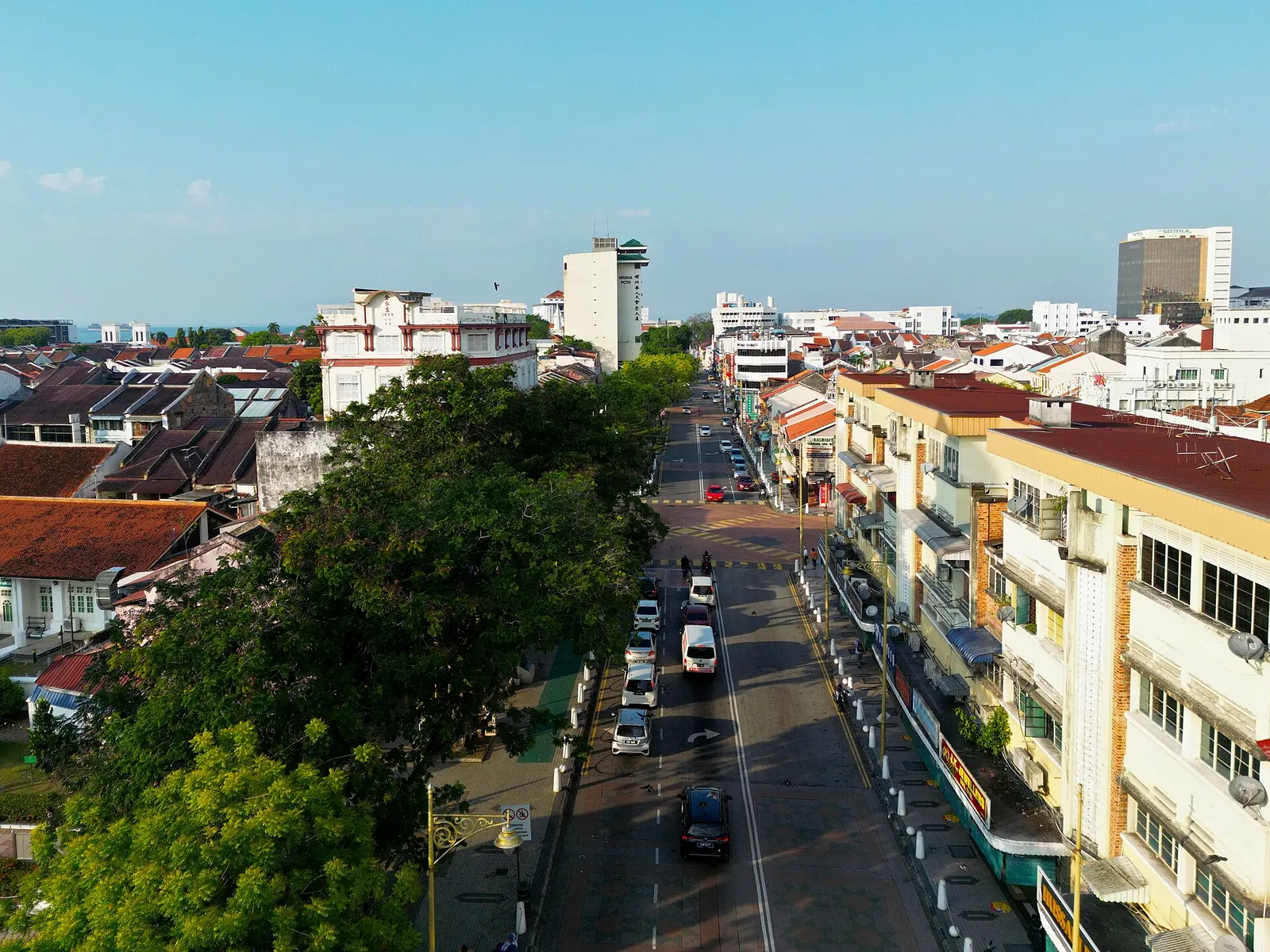Pitt Street and heritage buildings in George Town, Penang