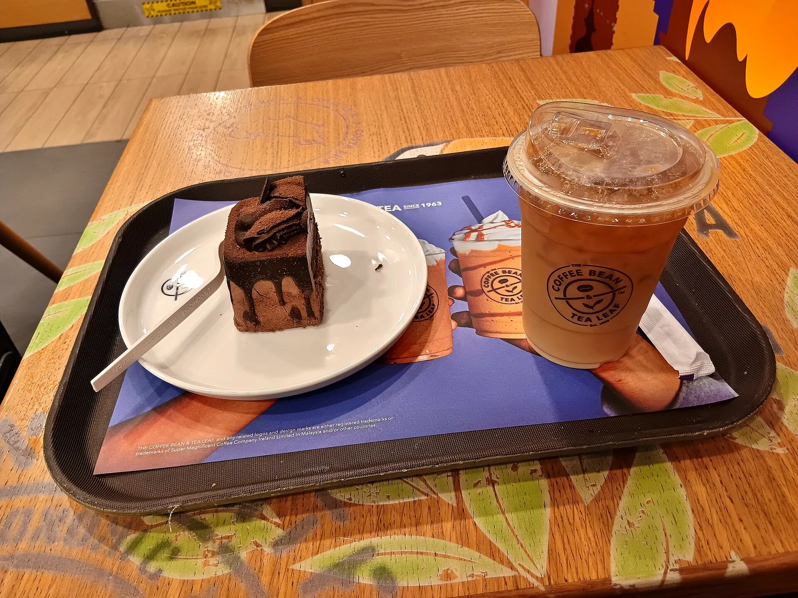 Chocolate cake and cold brew at KLIA Terminal 2