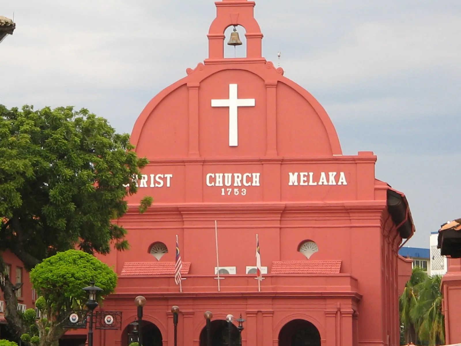Red facade of Christ Church in Melaka