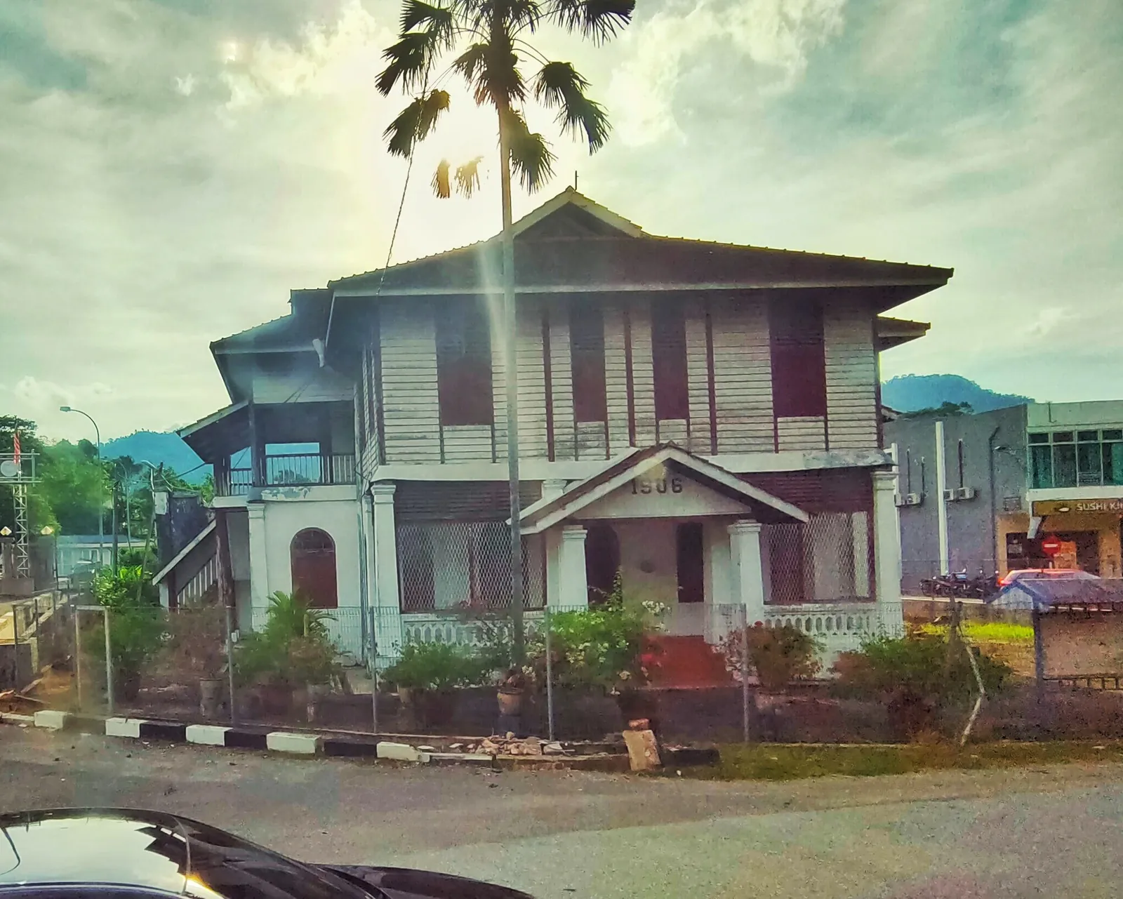 Timber upper storey and verandas of the old Raub police headquarters