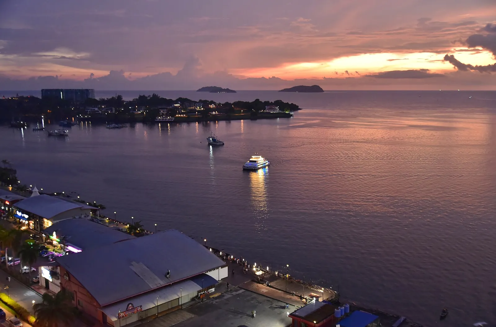 Kota Kinabalu waterfront at sunset