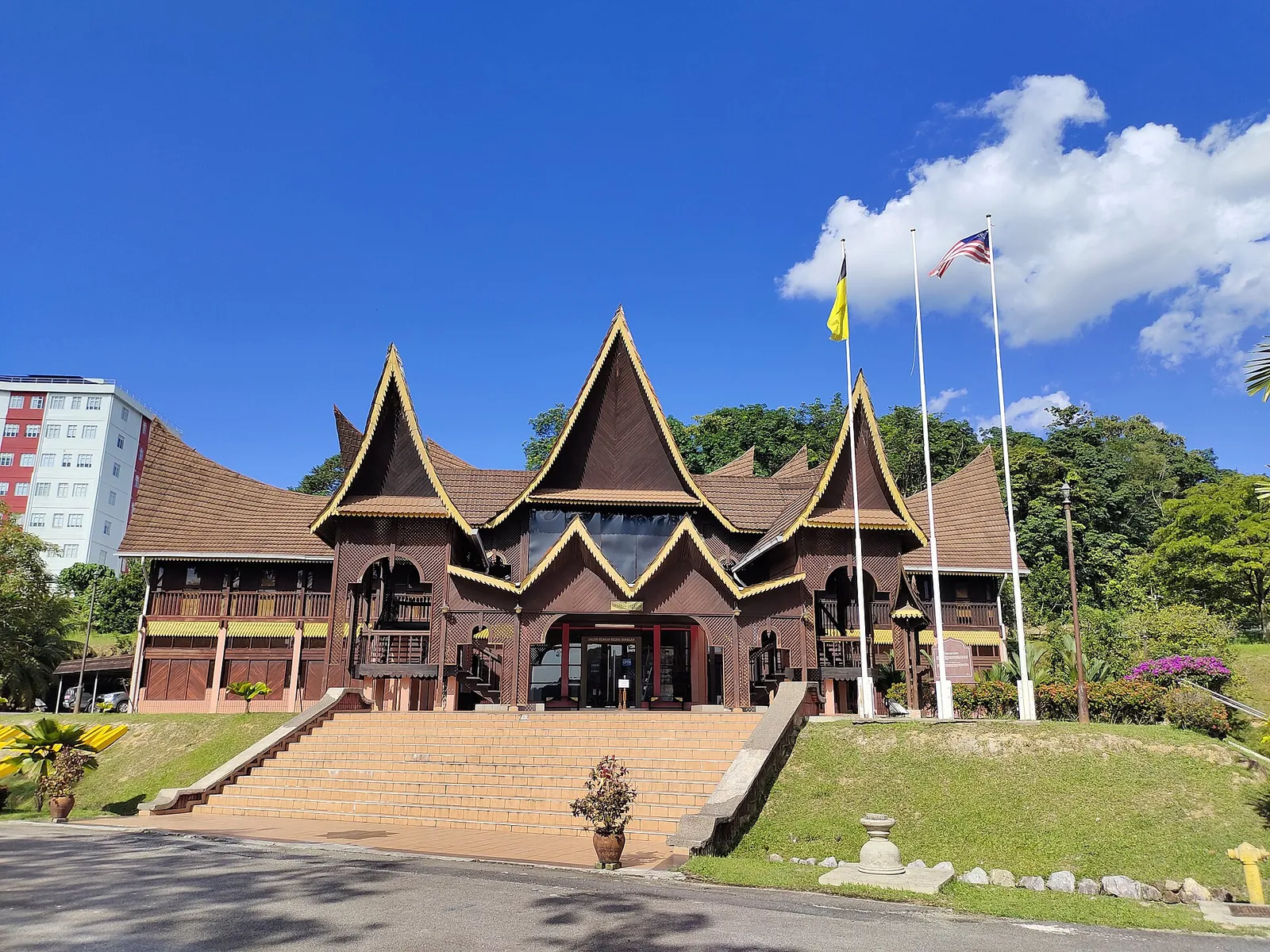 Traditional pointed roof forms of Teratak Perpatih in Seremban
