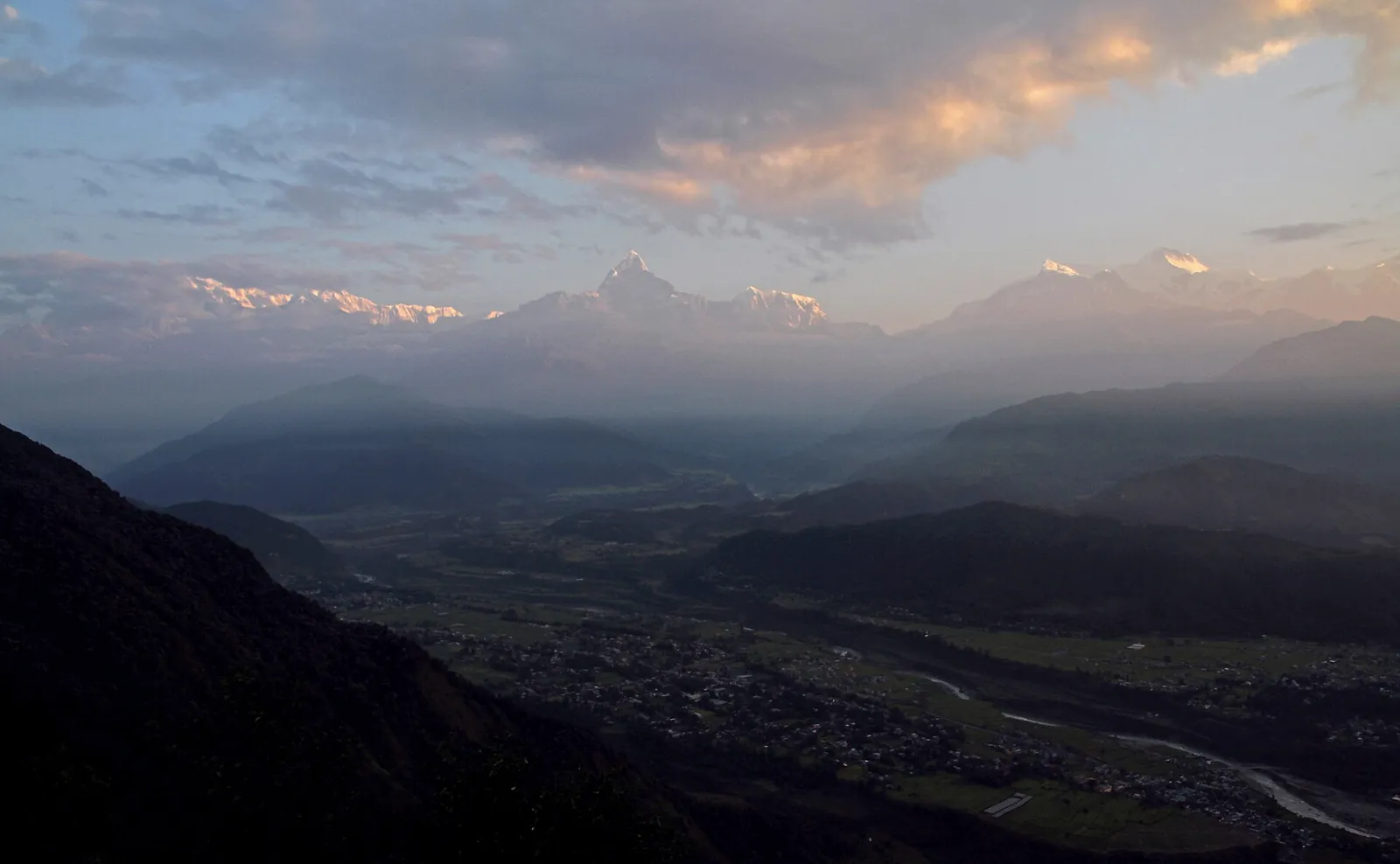 Annapurna peaks above the Pokhara valley seen from Sarangkot
