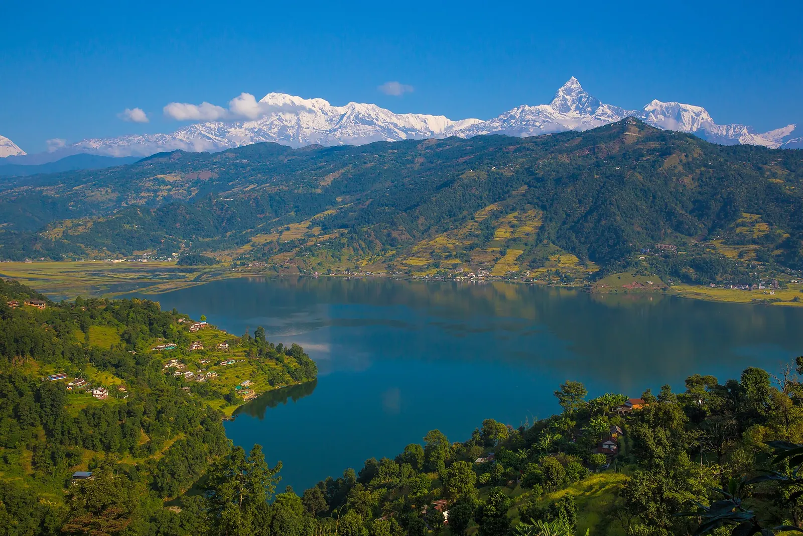 Phewa Lake and the Annapurna range · Pokhara, Nepal