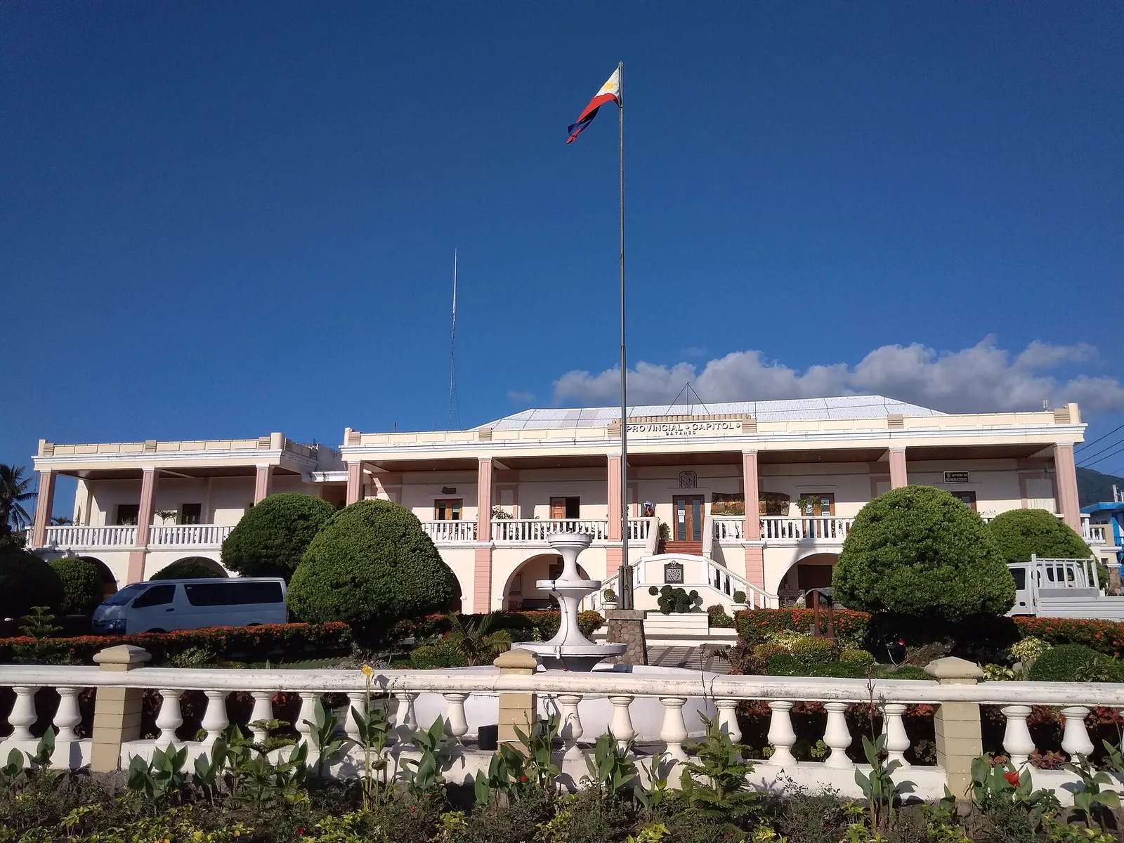 Batanes Provincial Capitol building and flagpole at Basco