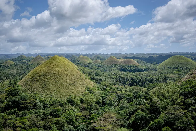 Green Chocolate Hills landscape in Bohol