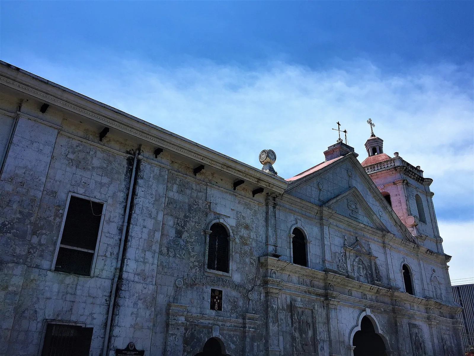 Stone facade of Basilica Minore del Santo Niño in Cebu City
