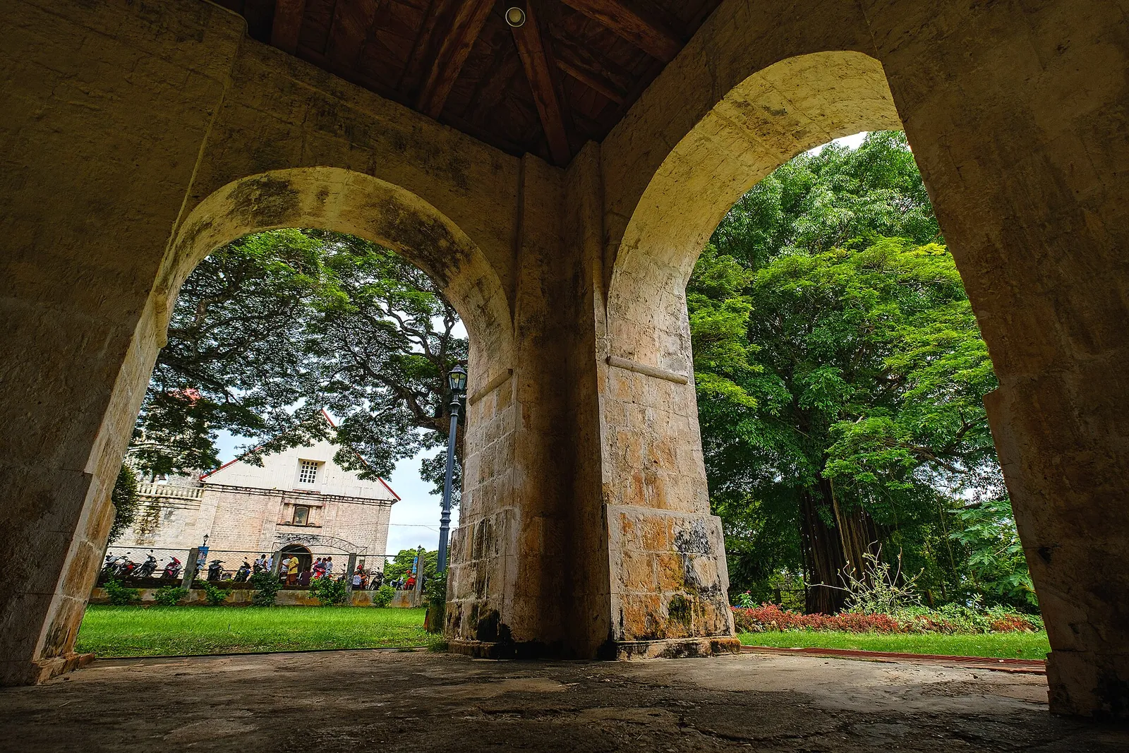 Stone arches at Lazi Church on Siquijor