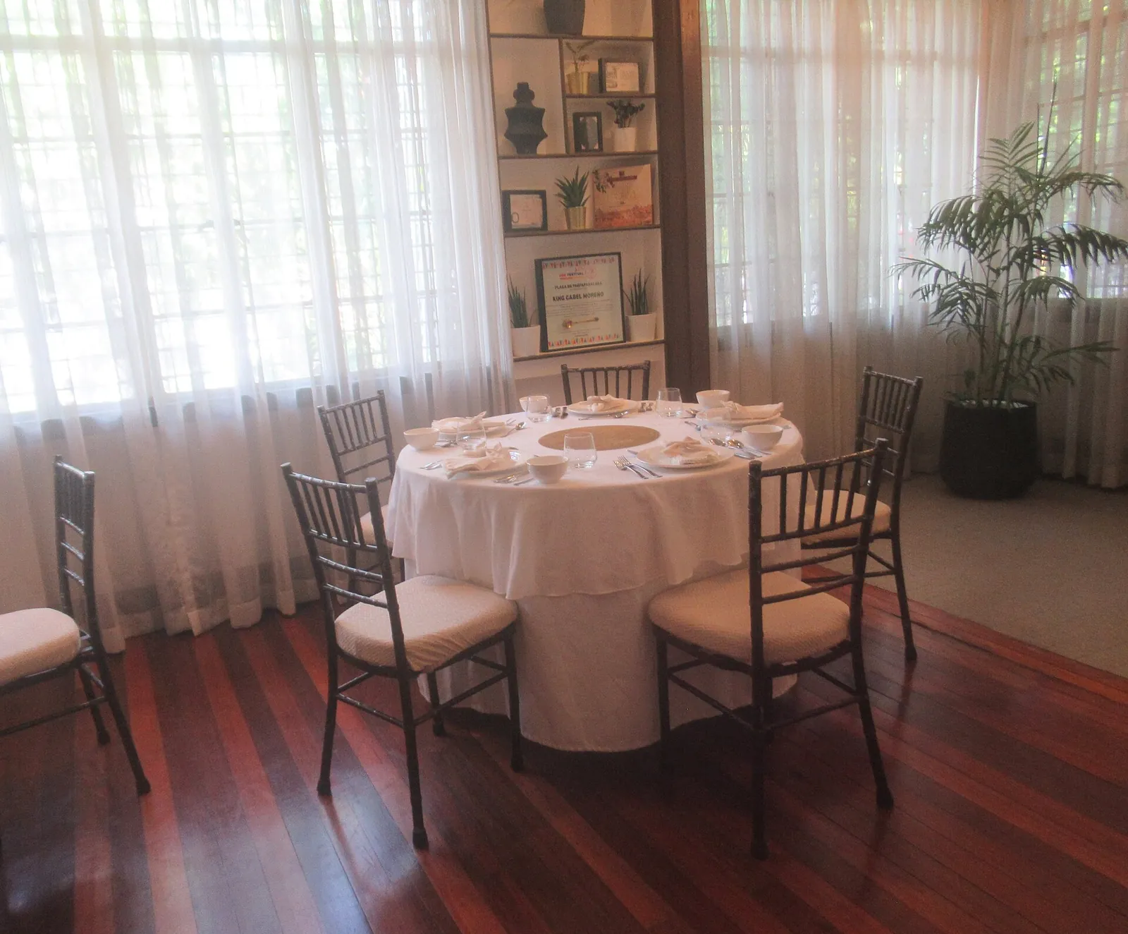 Dining tables upstairs at Cabel in San Miguel, Manila