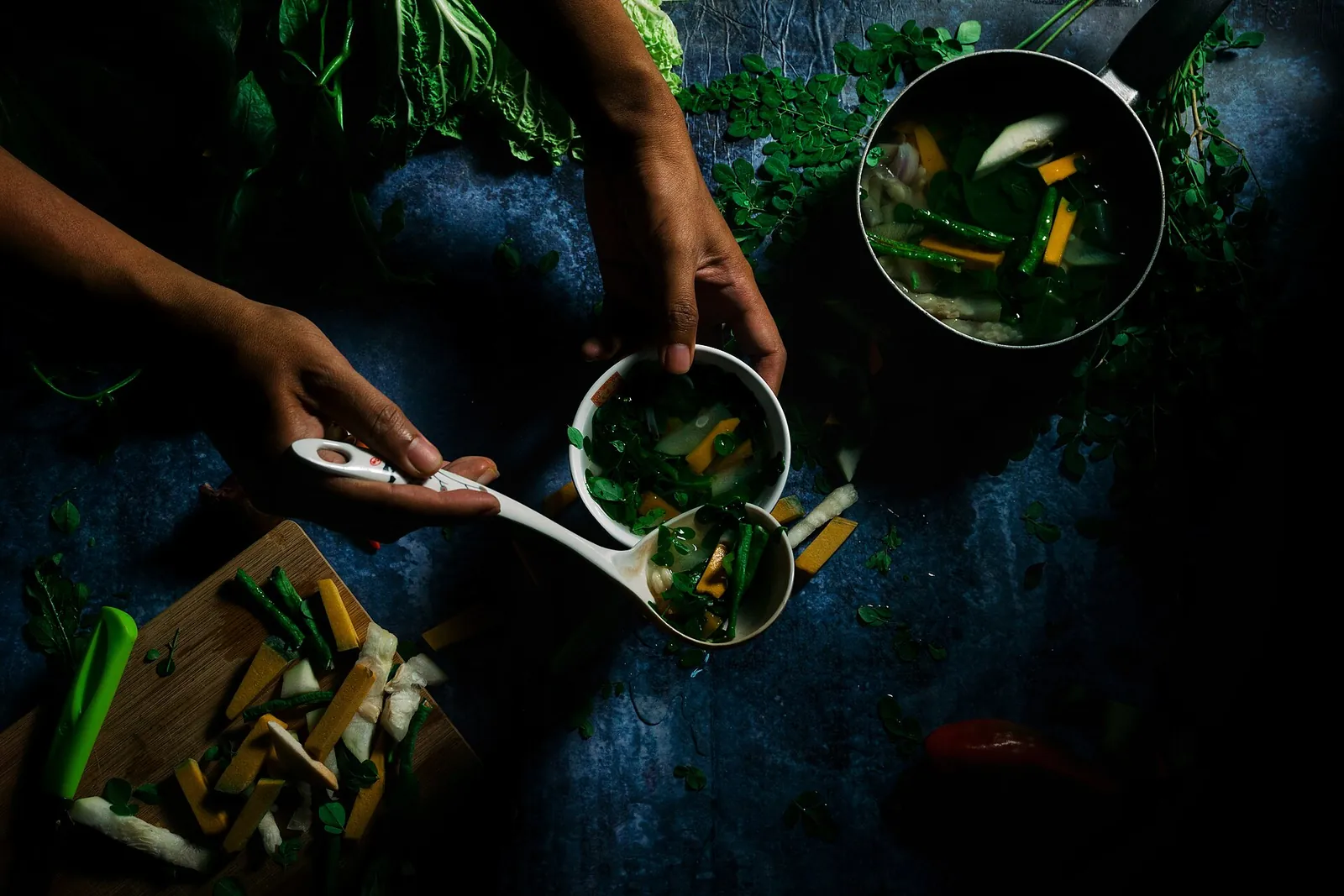 Utan Bisaya vegetable soup preparation