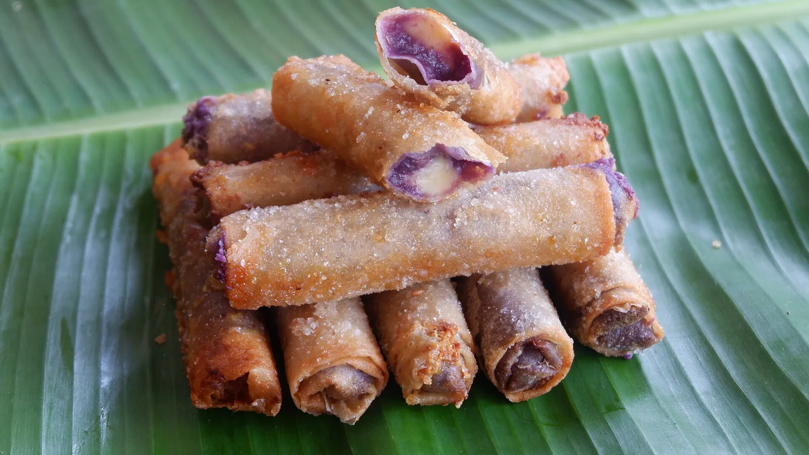 Ube turon with purple yam filling