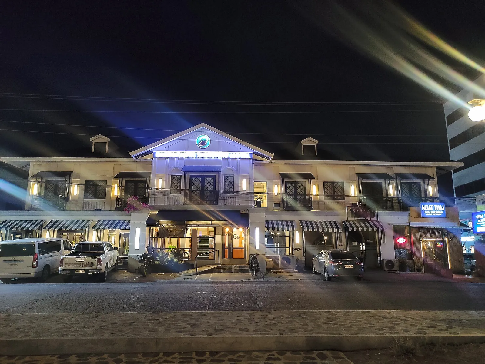 Honeycomb Inn facade during an evening walk in Dumaguete