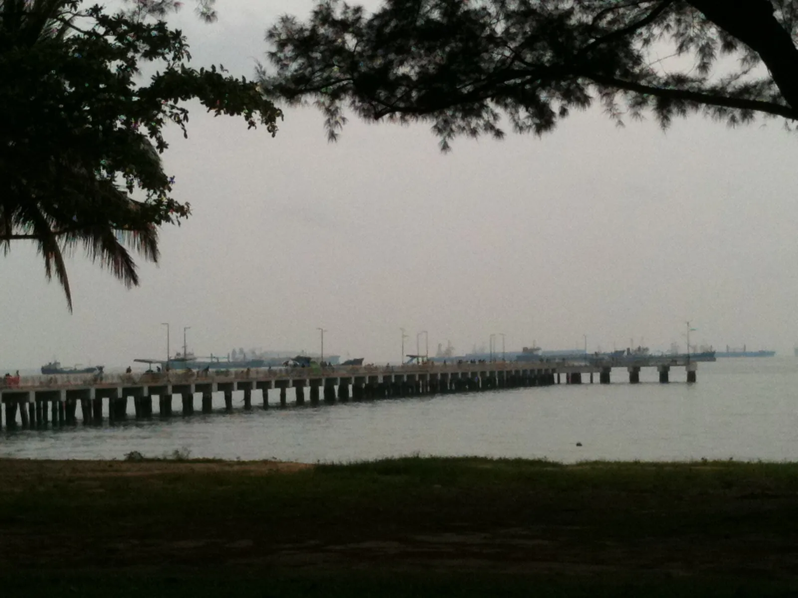 Bedok Jetty ragt neben dem East Coast Park ins Meer