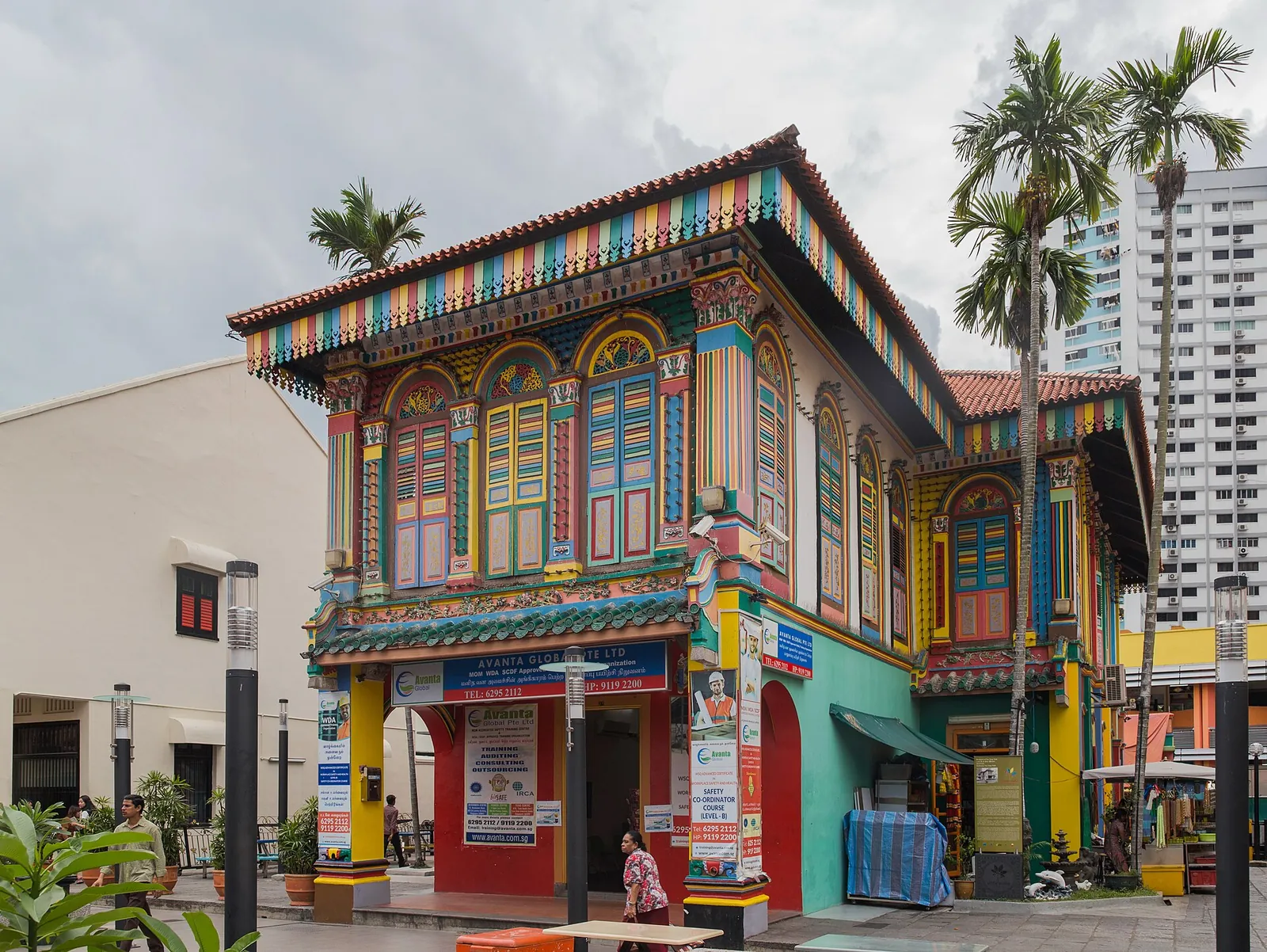 Buntes früheres Tan-Teng-Niah-Wohnhaus an der Kerbau Road in Singapurs Little India