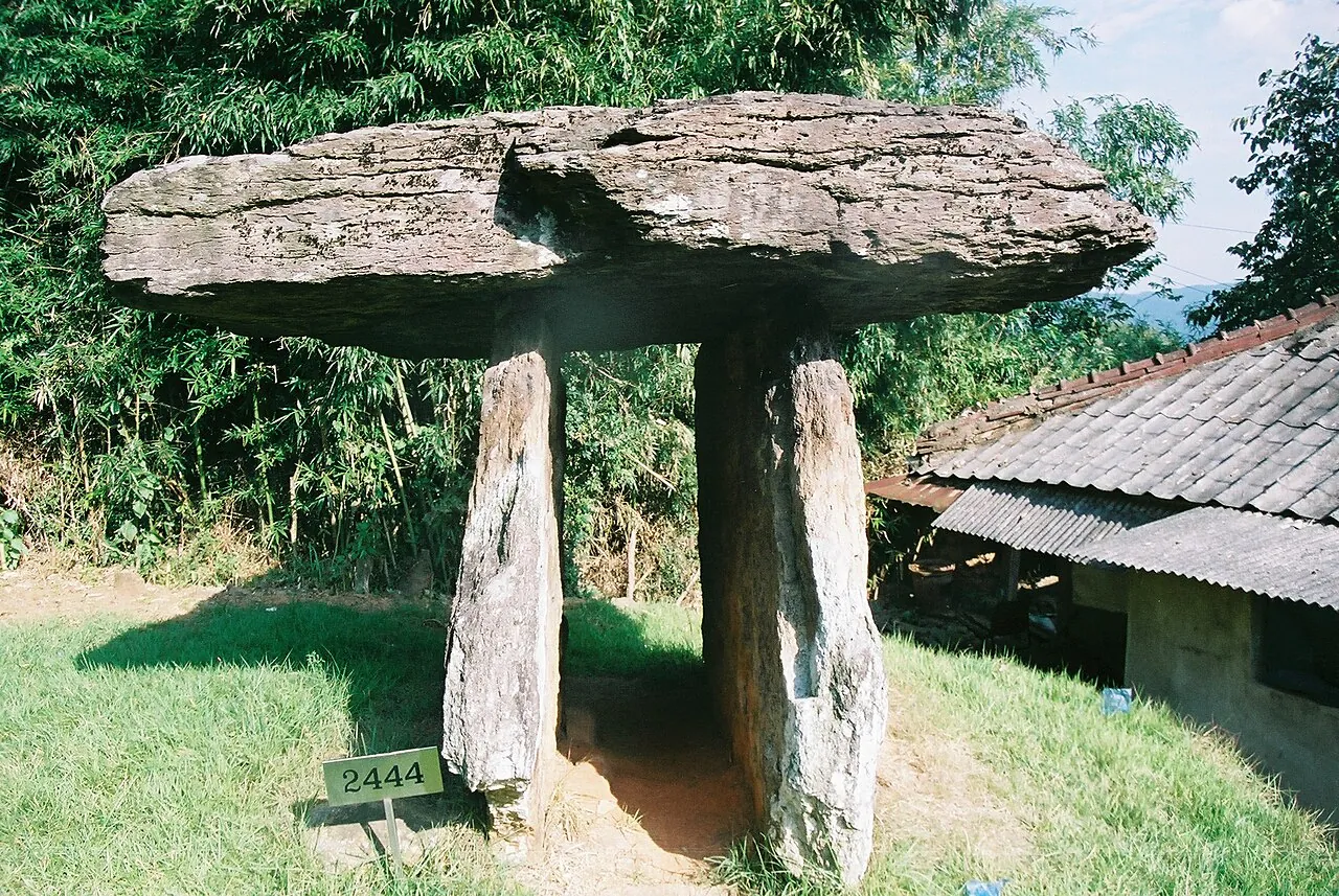 Table-shaped dolmen with a flat capstone on two upright stones at the Gochang dolmen site