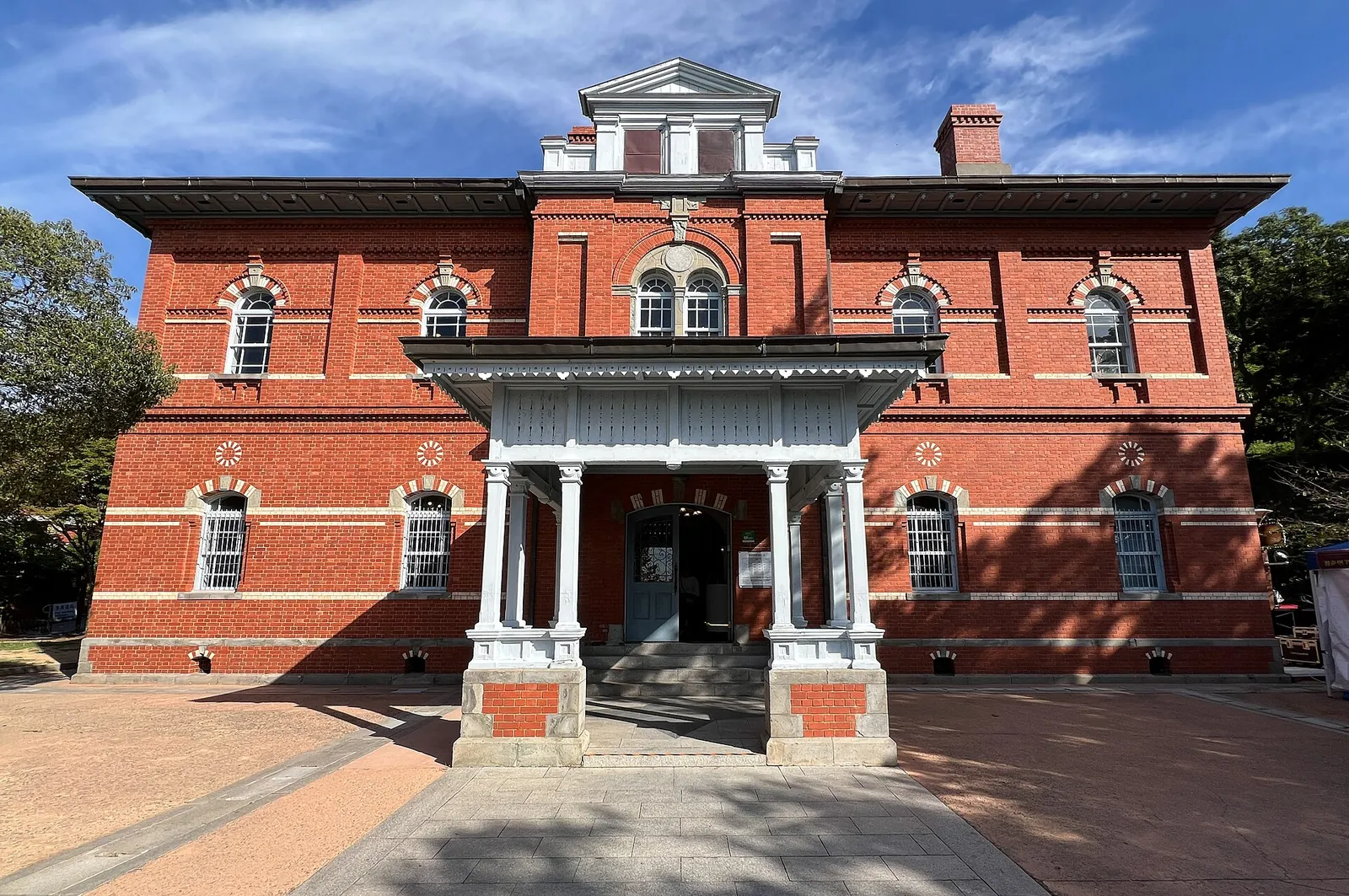 Red-brick two-storey building with white trim and a columned porch: Mokpo Modern History Museum No. 1