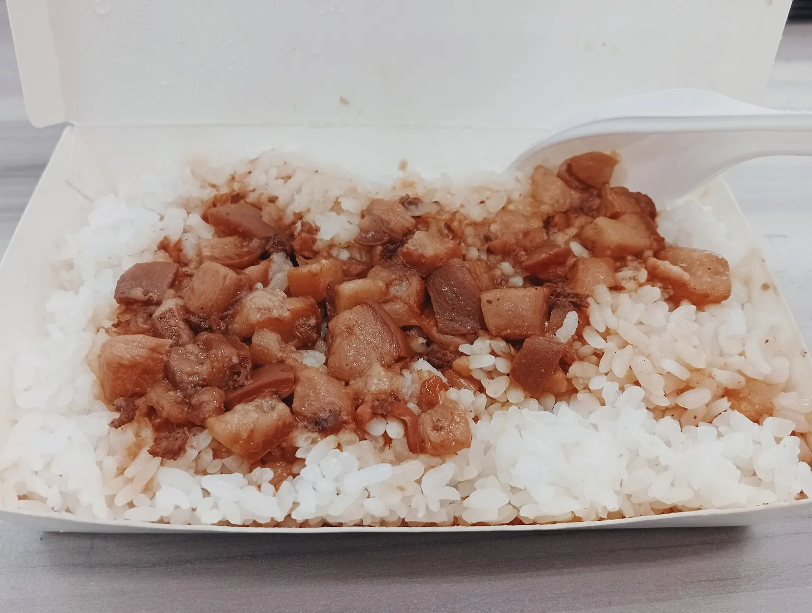 Braised pork served over rice in Taiwan
